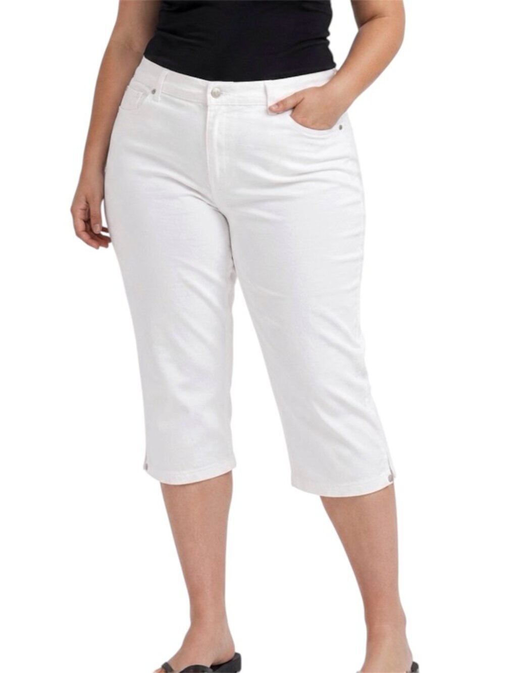 Size 12 Gloria Vanderbilt Amanda White High Rise Capri Jeans Cropped
